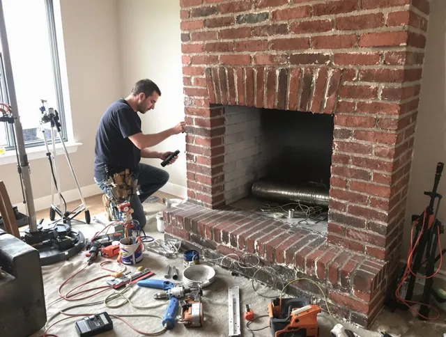 Tega Cay Chimney Sweep specialist finalizing chimney liner service in Tega Cay, SC
